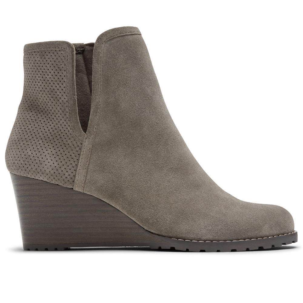 Rockport Womens Booties Grey - Hollis V-Cut - UK 234-WHXYGN